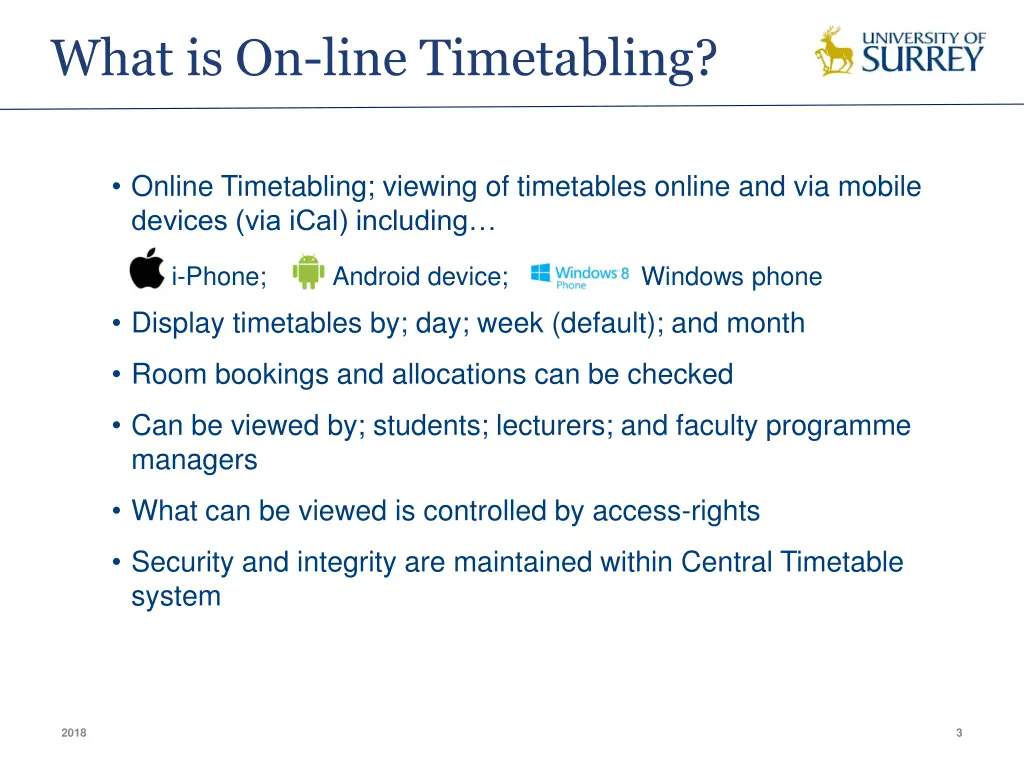 what is on line timetabling