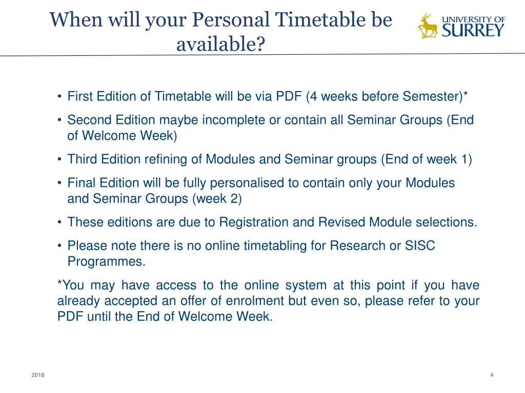 when will your personal timetable be available