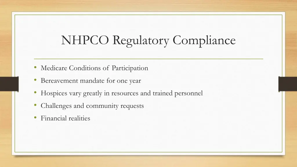 nhpco regulatory compliance