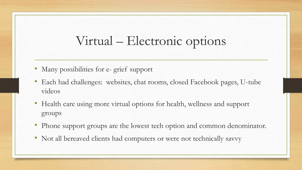 virtual electronic options