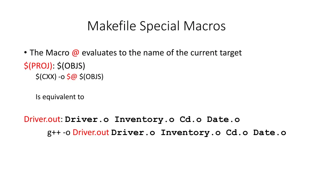 makefile special macros