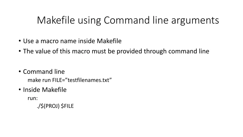 makefile using command line arguments