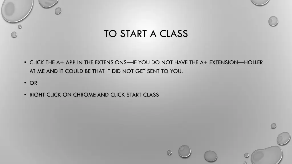 to start a class