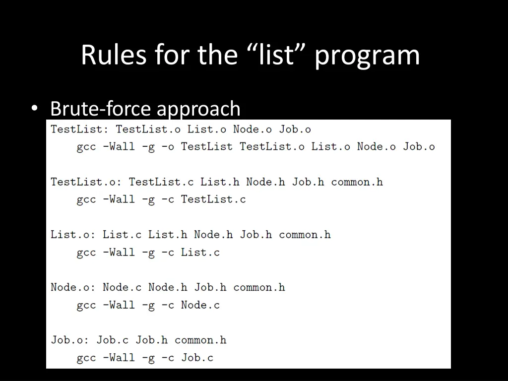 rules for the list program