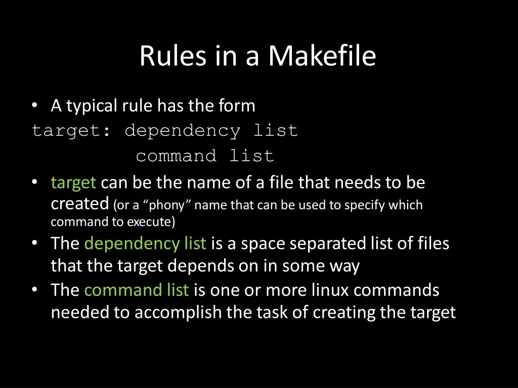 rules in a makefile