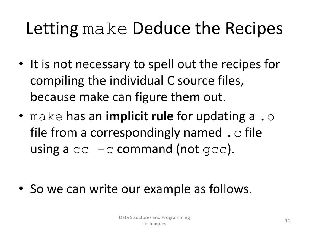 letting make deduce the recipes