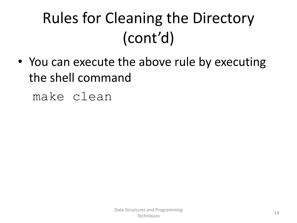 rules for cleaning the directory cont d