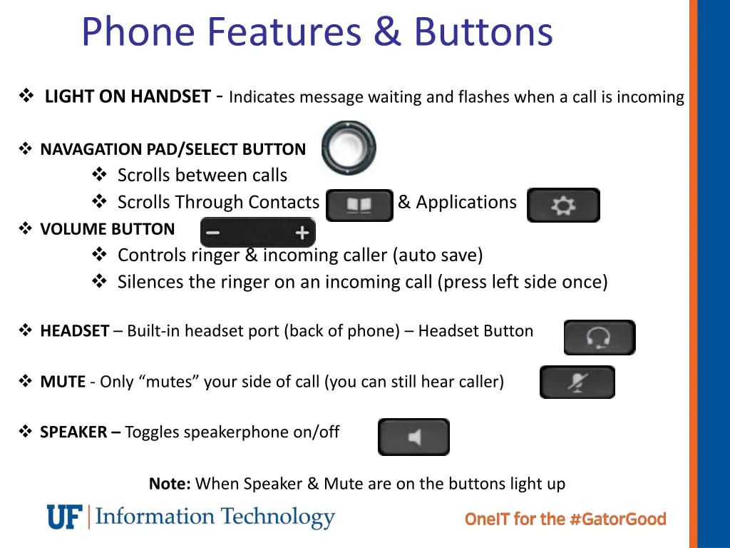 phone features buttons