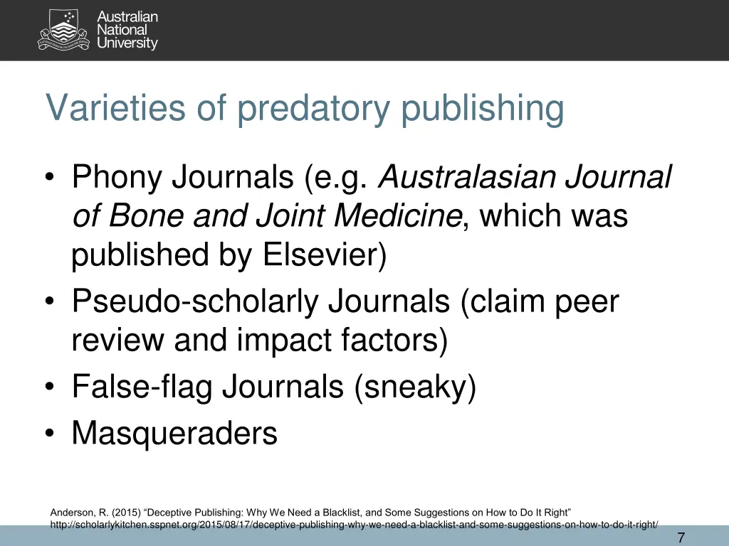 varieties of predatory publishing