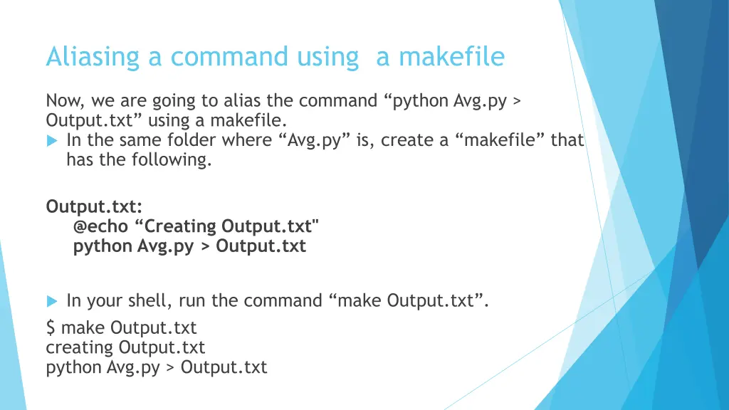 aliasing a command using a makefile 1