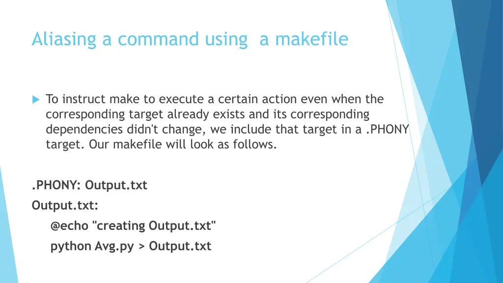 aliasing a command using a makefile 3