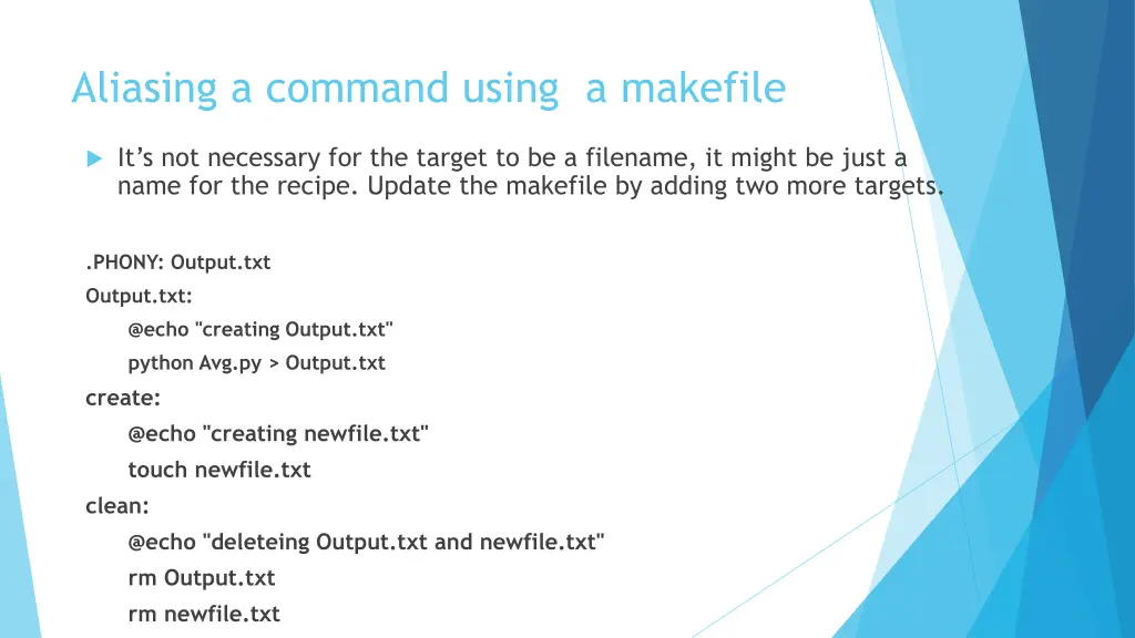 aliasing a command using a makefile 5