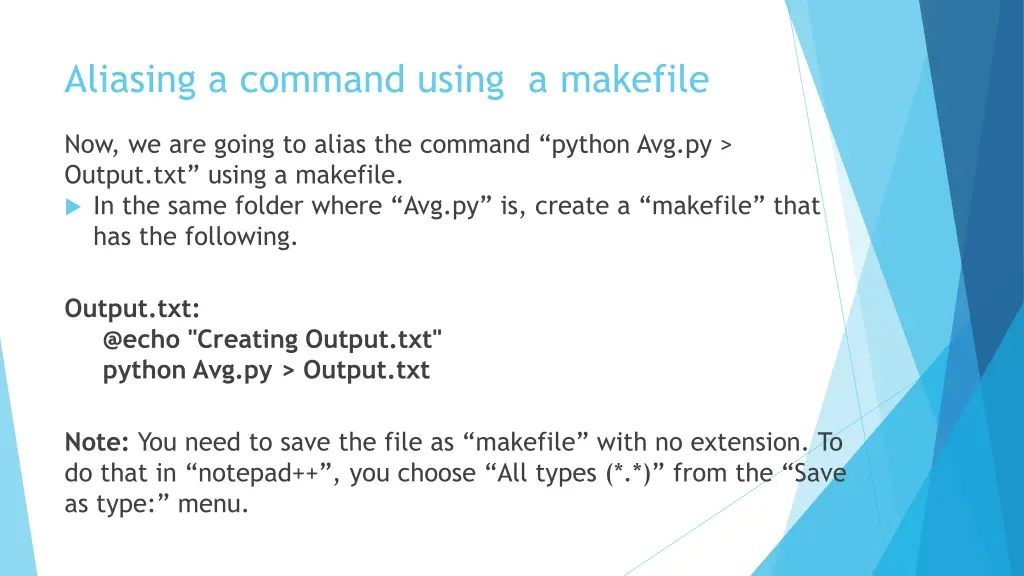 aliasing a command using a makefile