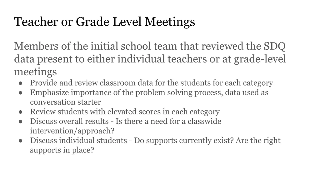 teacher or grade level meetings