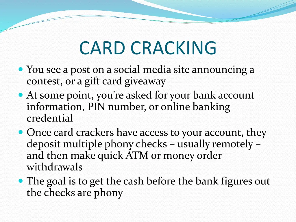 card cracking you see a post on a social media