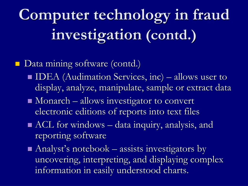 computer technology in fraud investigation contd 1