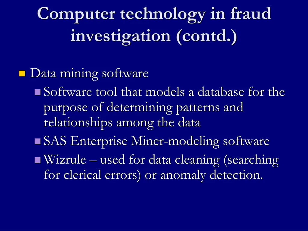 computer technology in fraud investigation contd