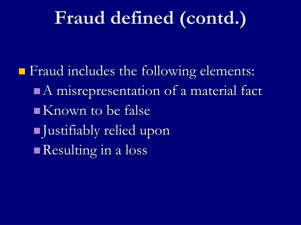 fraud defined contd