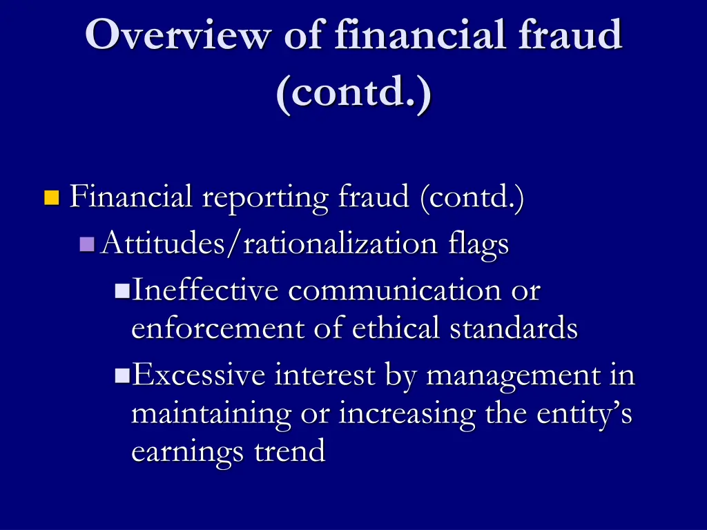 overview of financial fraud contd 1