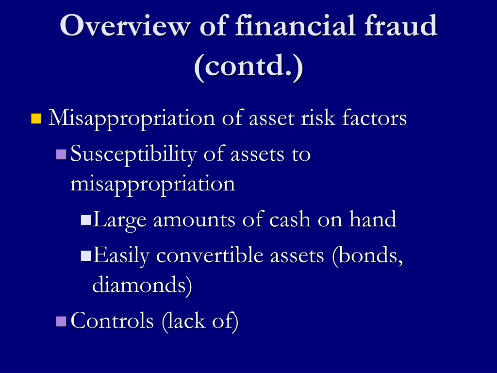 overview of financial fraud contd 2