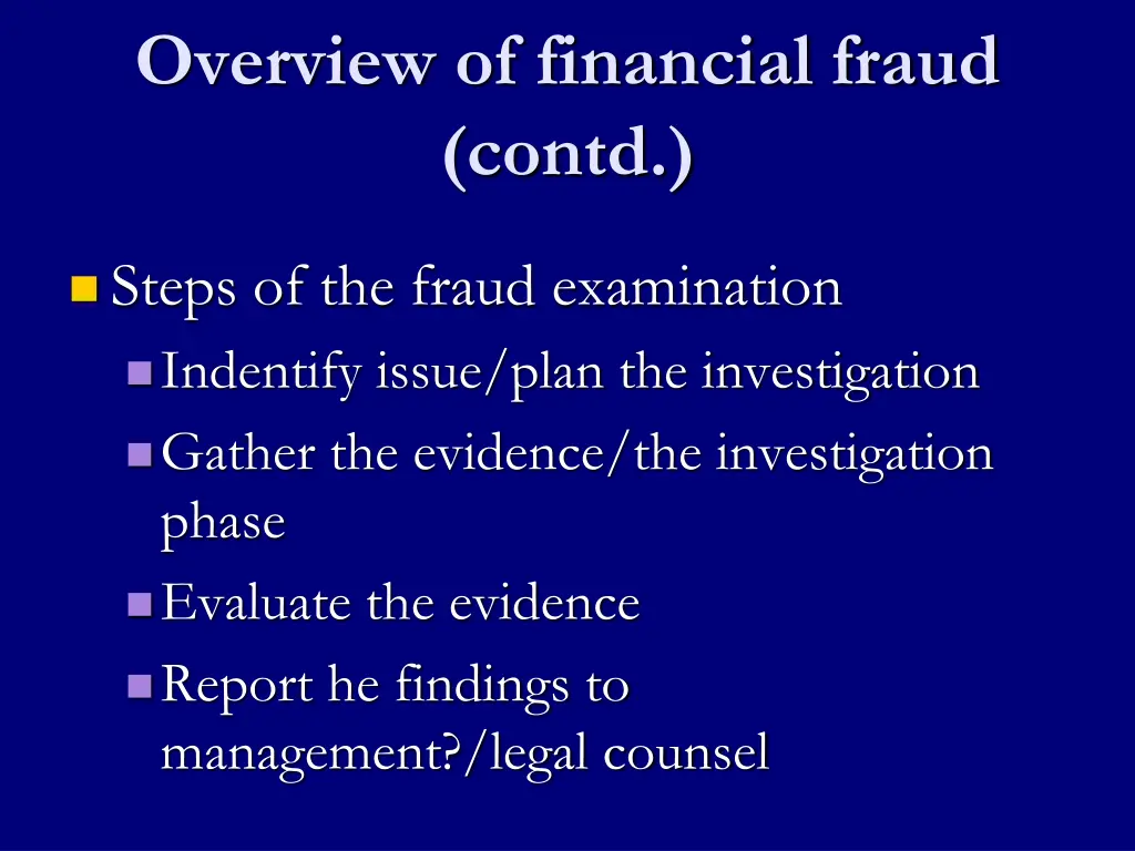 overview of financial fraud contd 3