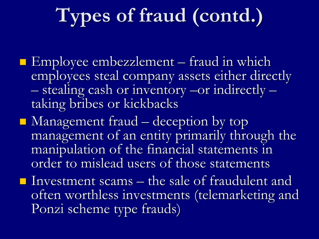 types of fraud contd