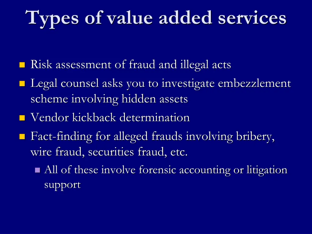 types of value added services