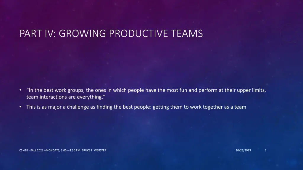 part iv growing productive teams