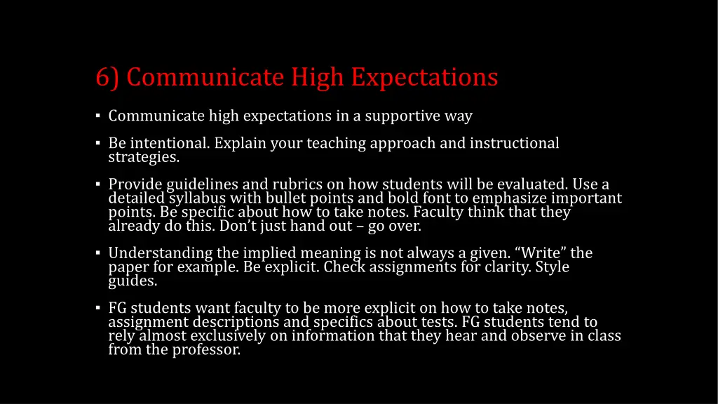 6 communicate high expectations