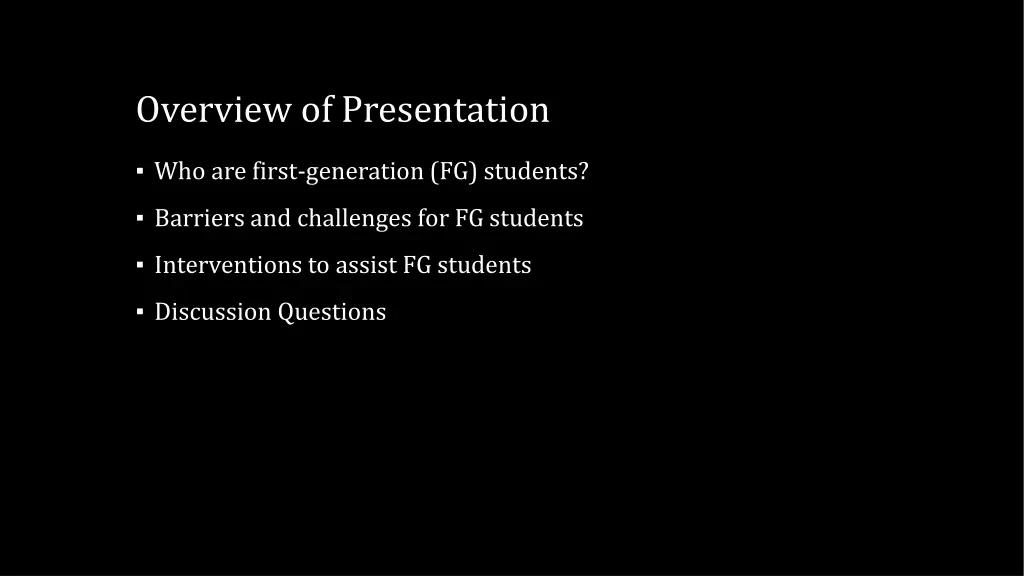 overview of presentation