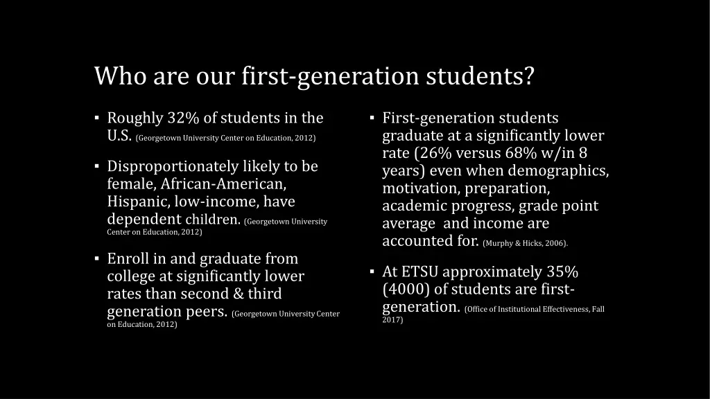 who are our first generation students