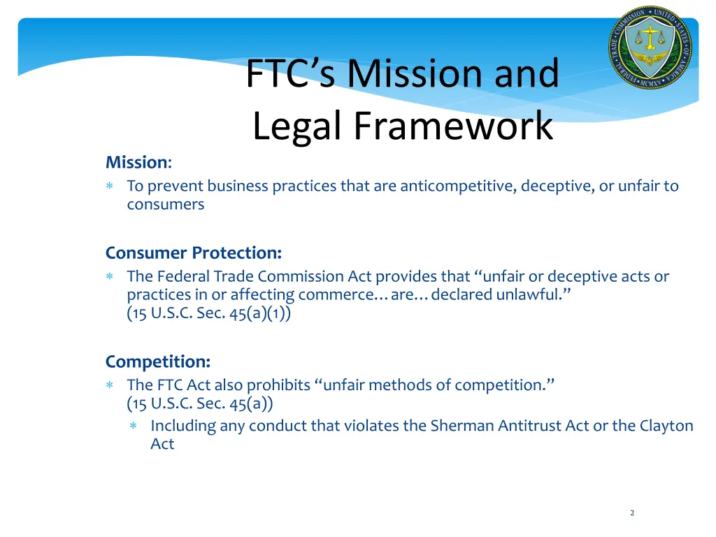 ftc s mission and legal framework