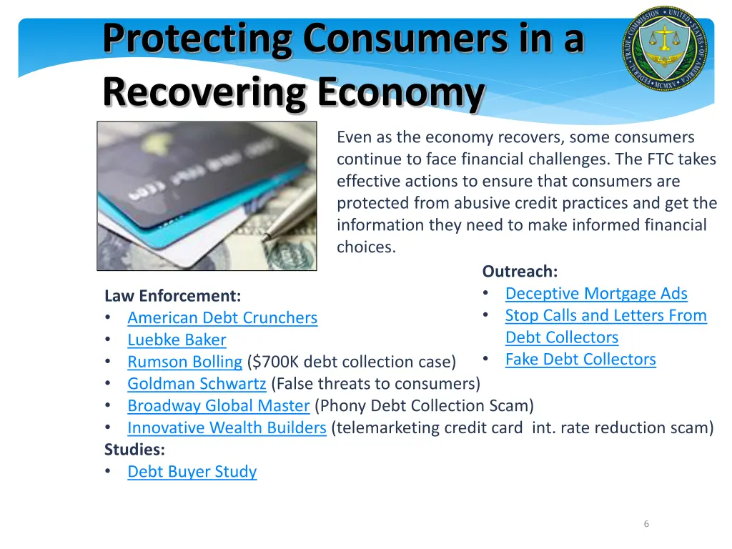 protecting consumers in a recovering economy