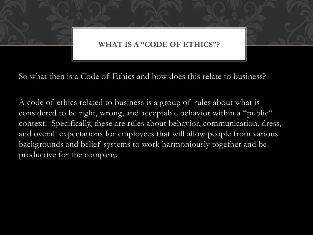 what is a code of ethics