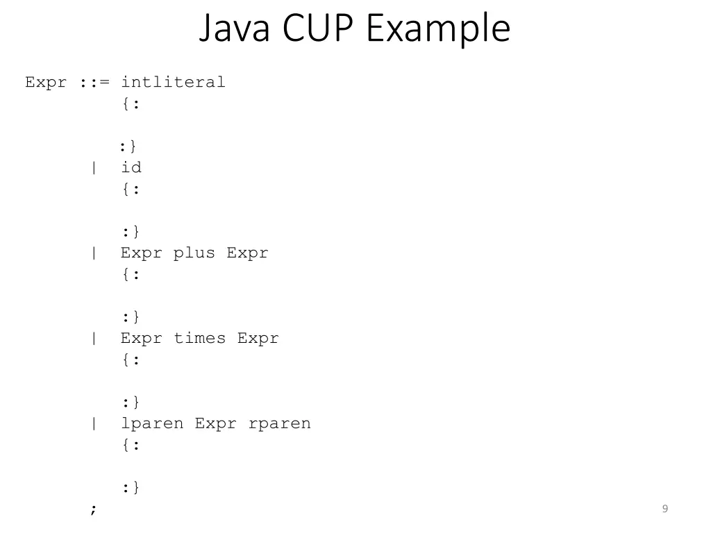 java cup example 1