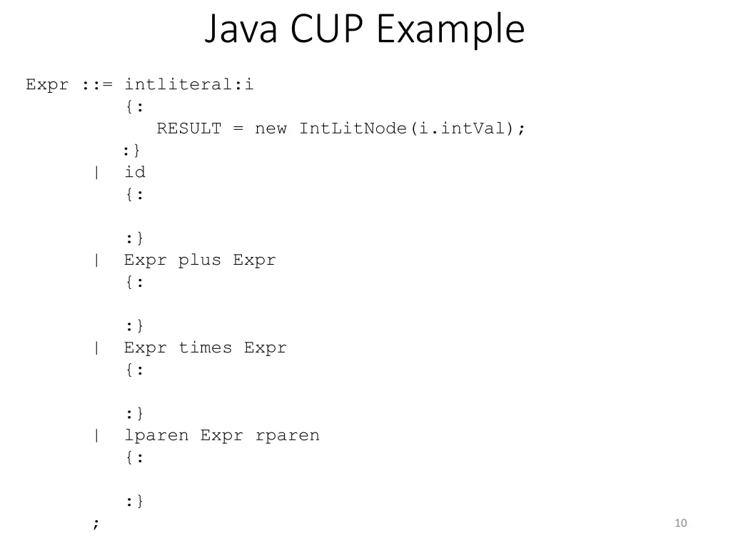 java cup example 2