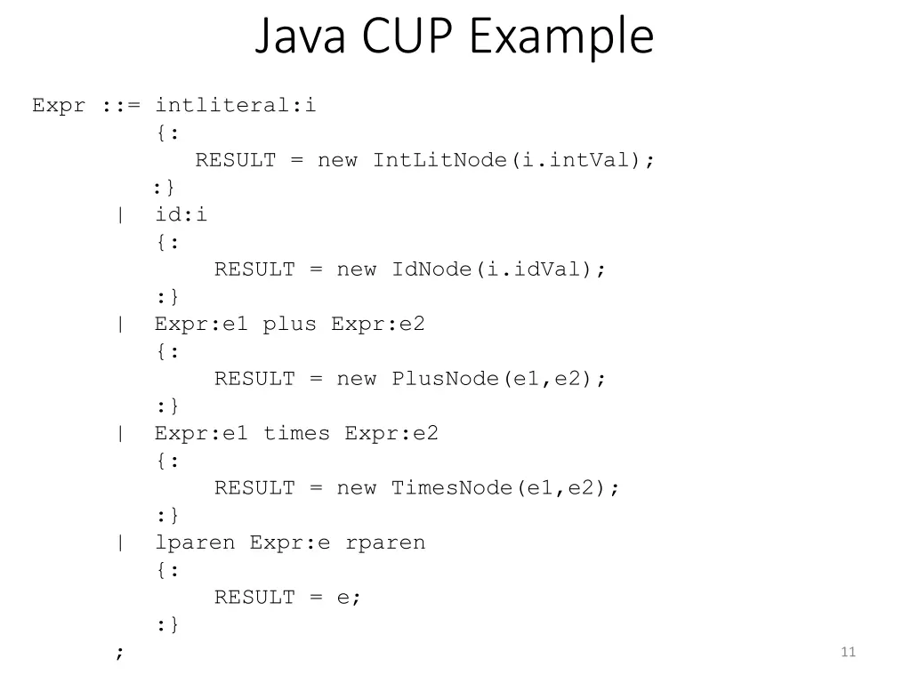 java cup example 3