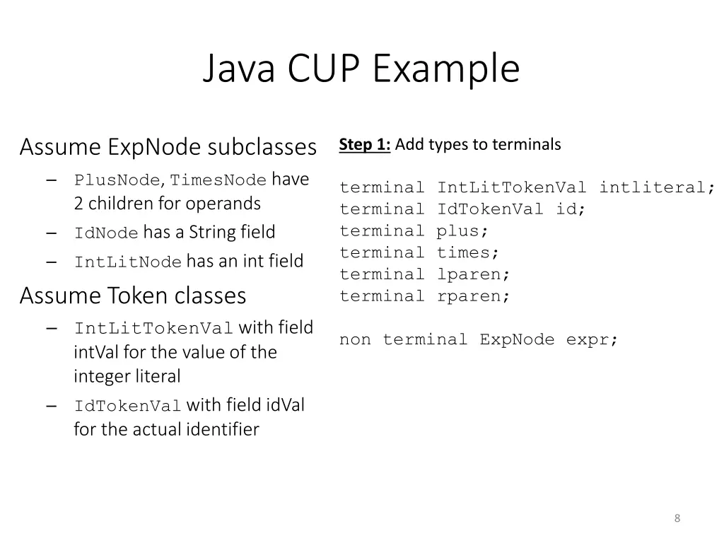 java cup example