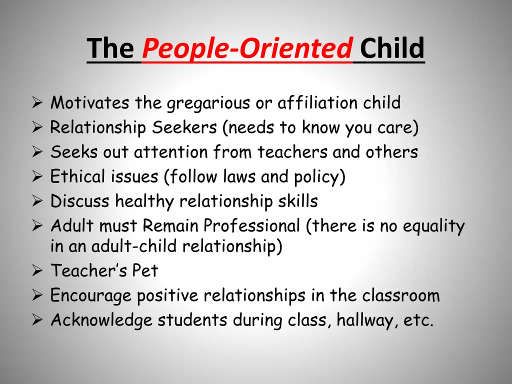 the people oriented child