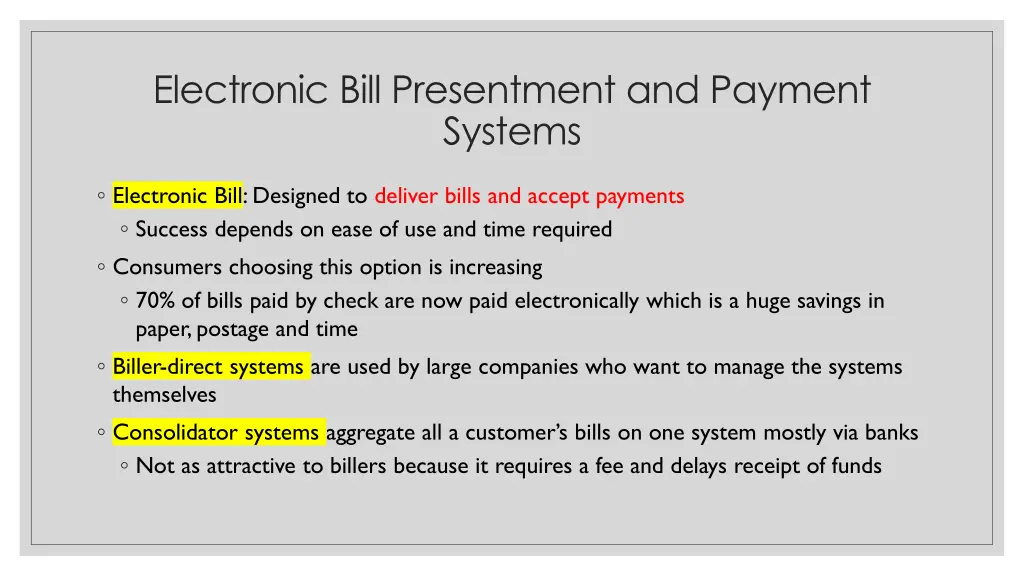 electronic bill presentment and payment systems