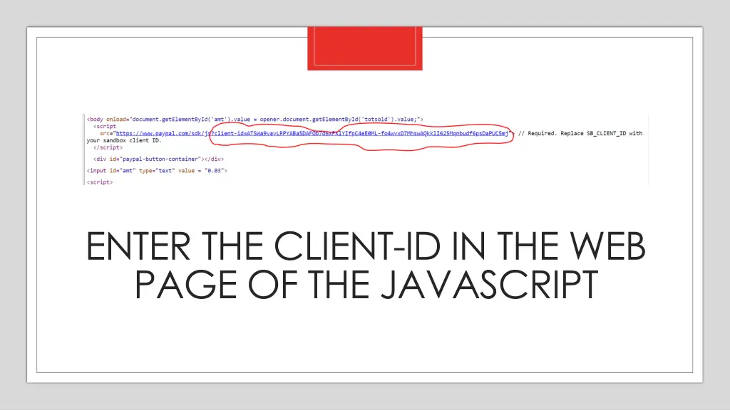 enter the client id in the web page