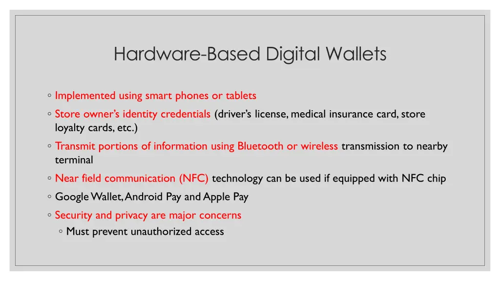 hardware based digital wallets