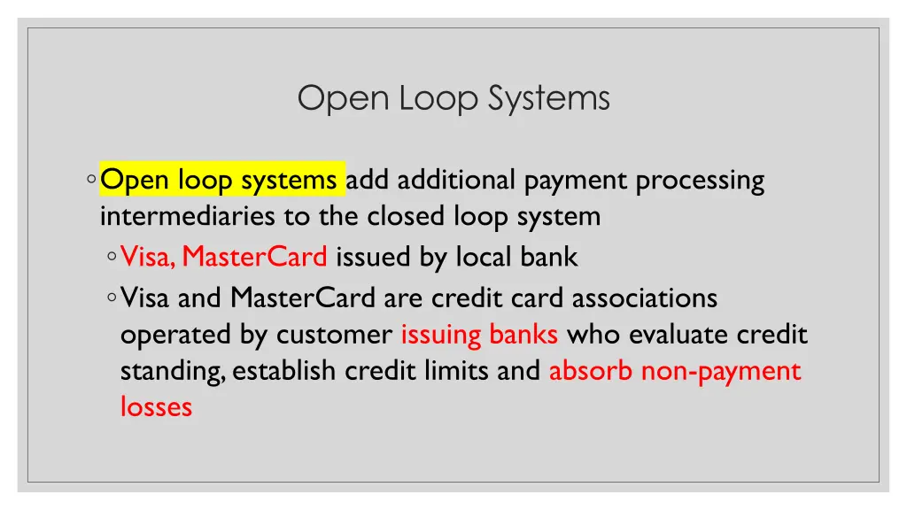 open loop systems