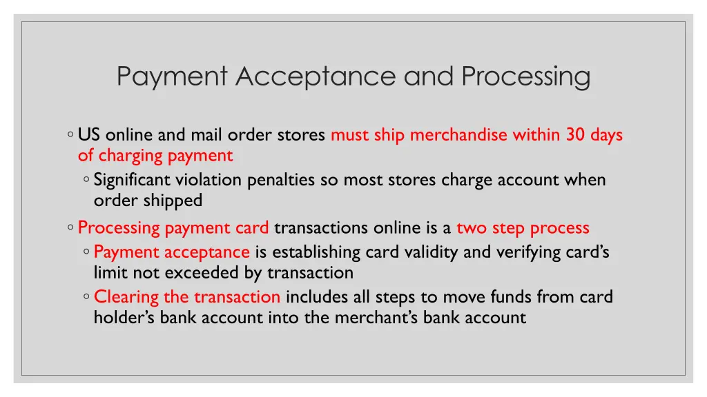 payment acceptance and processing