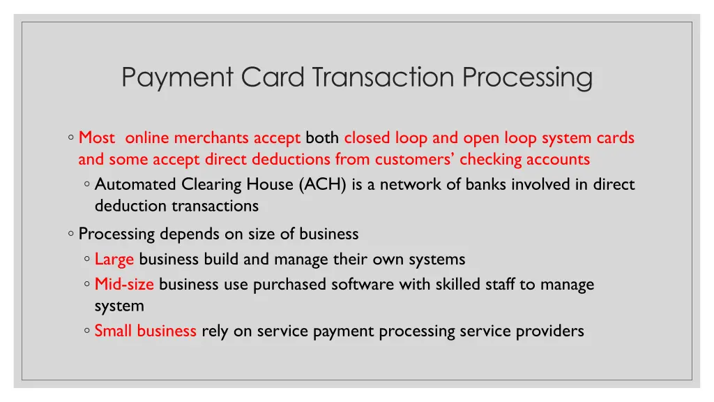 payment card transaction processing