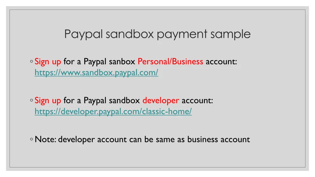 paypal sandbox payment sample