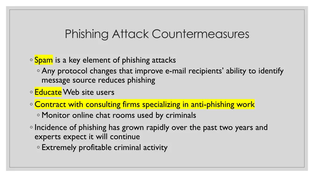 phishing attack countermeasures