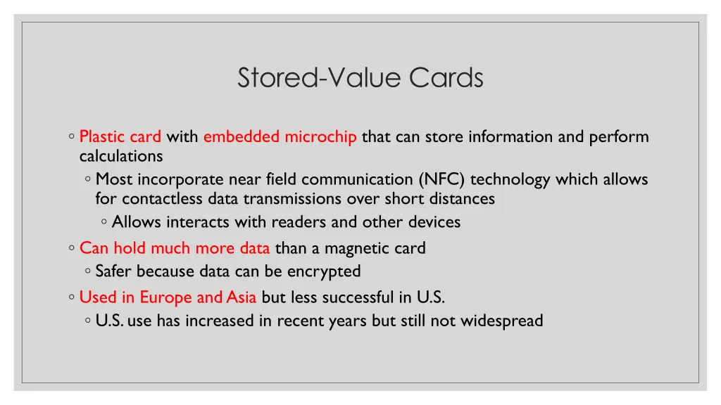 stored value cards