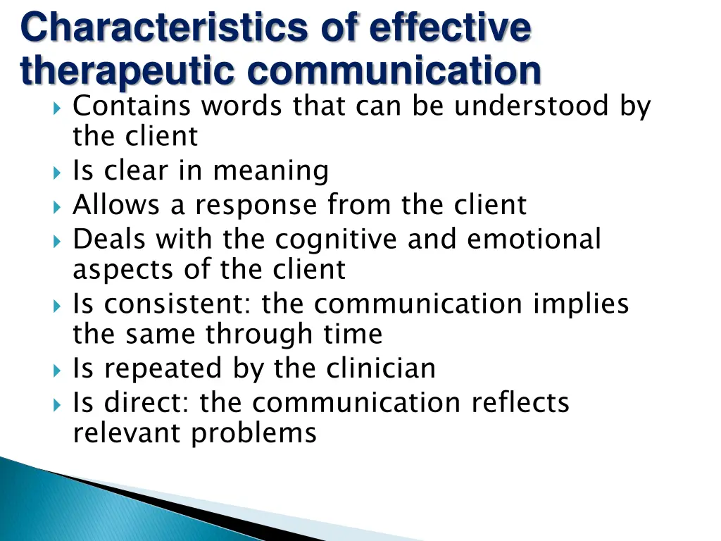 characteristics of effective therapeutic