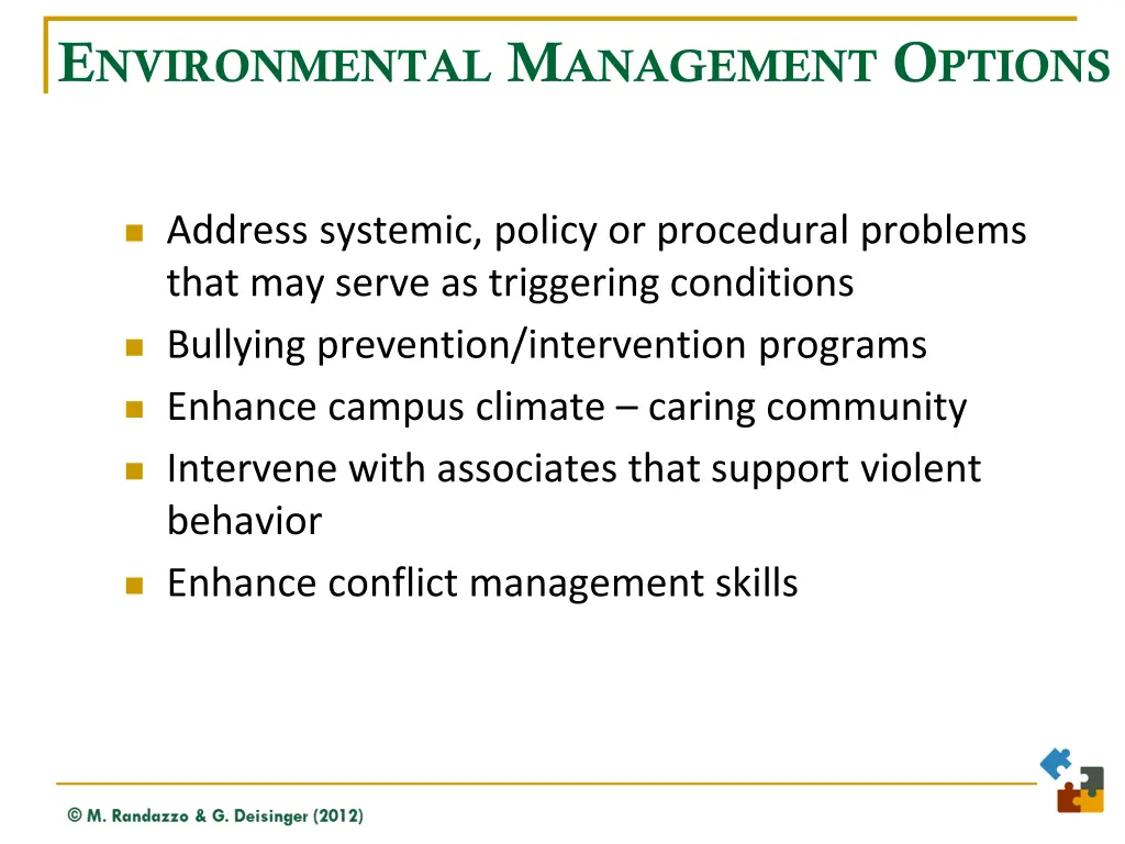 e nvironmental m anagement o ptions